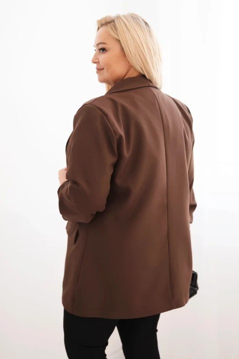 Marynarka damska Plus Size elegancka brązowa