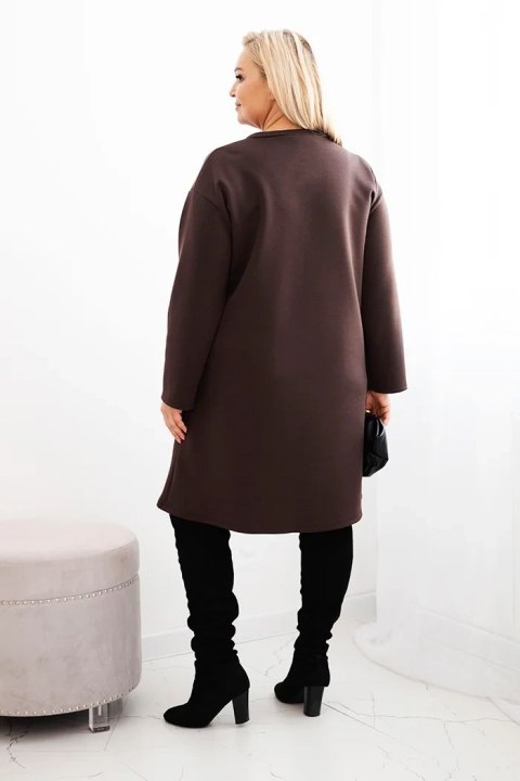 Sukienka damska Plus Size z ozdobną wstawką z cekinami brązowa