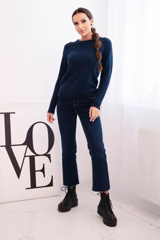 Sweter damski z baby alpaki z długim rękawem granatowy