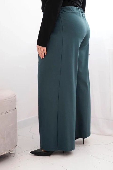 Spodnie damskie Plus Size z szerokimi nogawkami i plisowaniem morskie