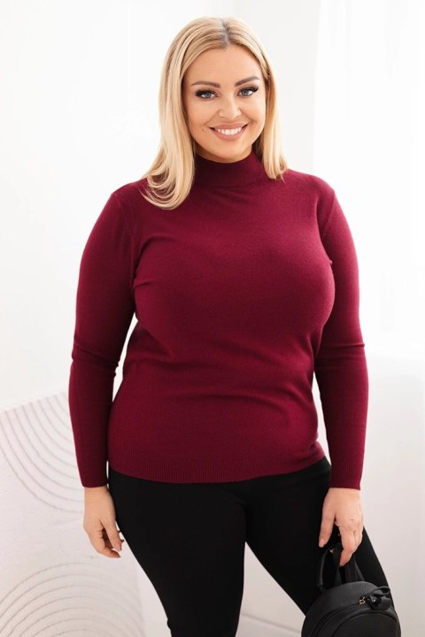 Sweter damski Plus Size z wiskozy z golfem bordowy