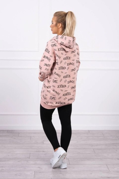 Bluza z napisami ciemny pudrowy róż