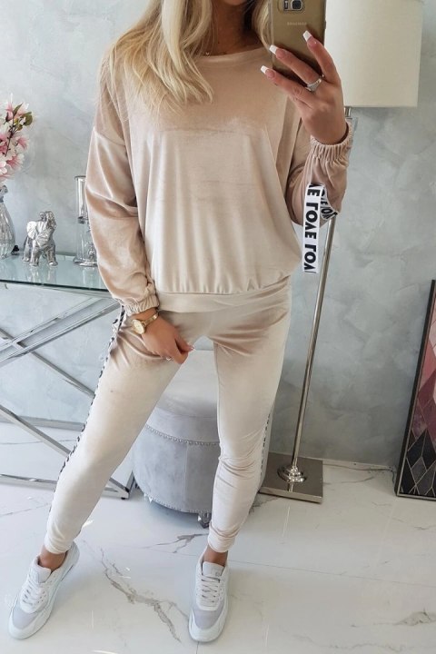 Komplet welurowy Love beżowy