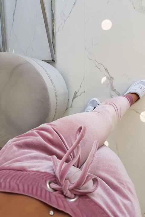 Komplet welurowy Love ciemno pudrowy róż