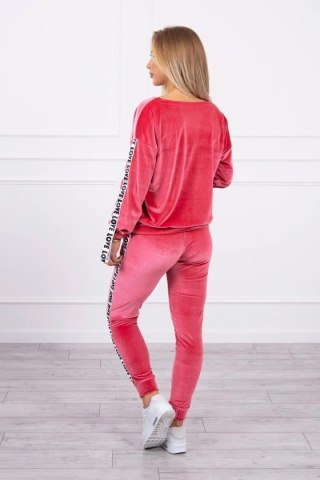 Komplet welurowy Love malinowy