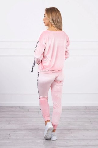 Komplet welurowy Love pudrowy róż