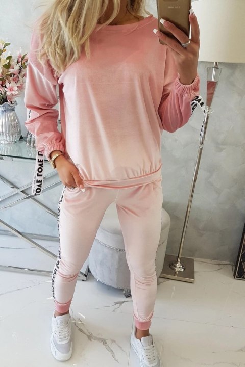 Komplet welurowy Love pudrowy róż