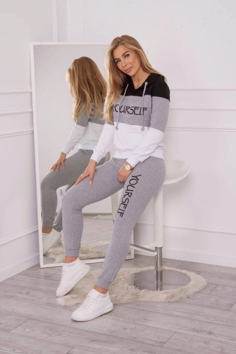 Komplet z nadrukiem Yourself czarny+szary