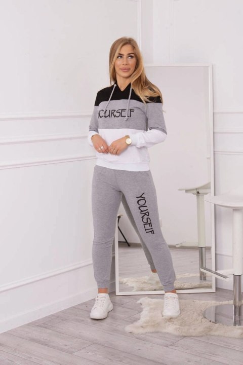 Komplet z nadrukiem Yourself czarny+szary