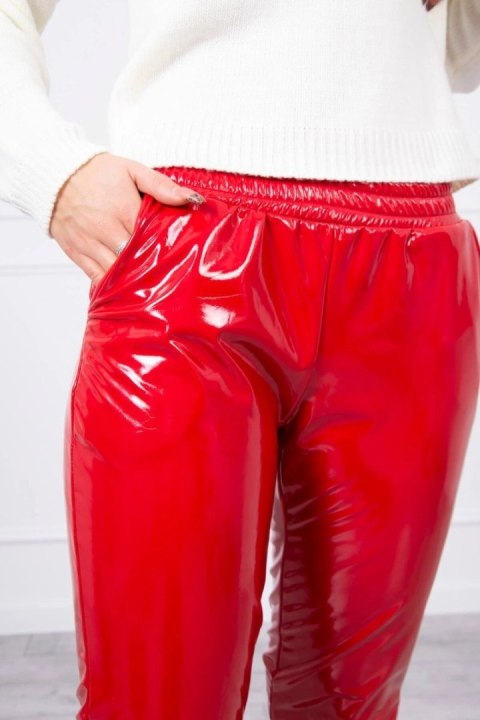 Spodnie dwuwarstwowe z welurem czerwone