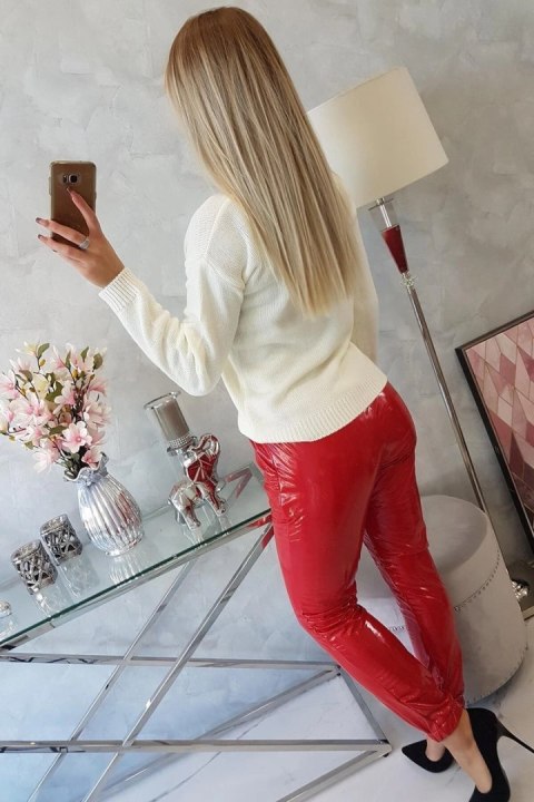 Spodnie dwuwarstwowe z welurem czerwone