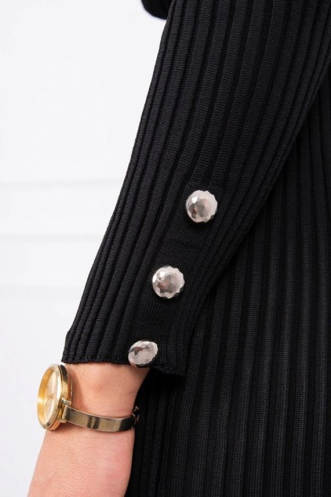 Sukienka swetrowa dopasowana z guzikami czarny