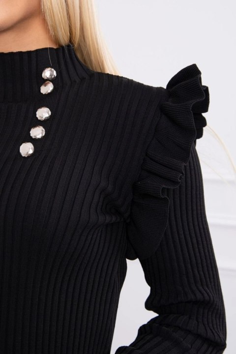 Sukienka swetrowa dopasowana z guzikami czarny