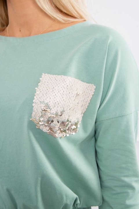 Sukienka z cekinową kieszonką ciemno miętowa