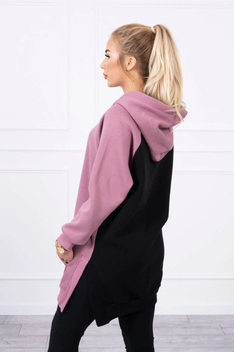 Sukienka z kapturem dwukolorowa ciemno różowa