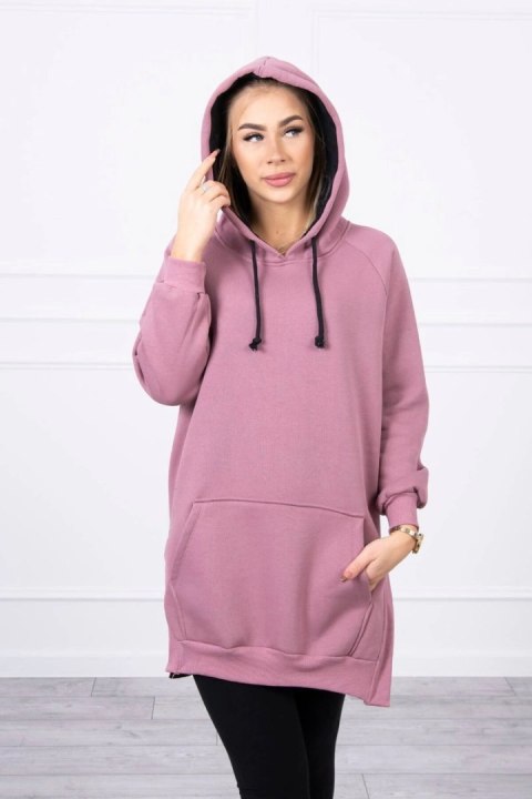 Sukienka z kapturem dwukolorowa ciemno różowa