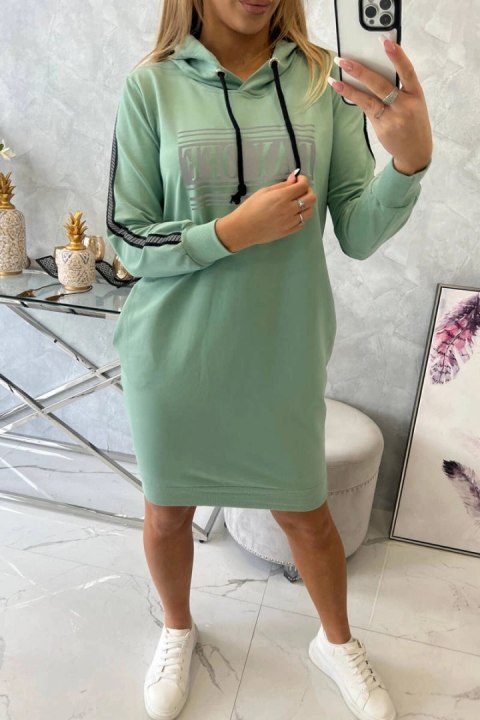 Sukienka z odblaskowym nadrukiem ciemno miętowa