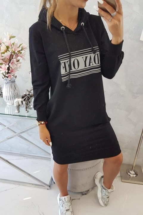 Sukienka z odblaskowym nadrukiem czarny