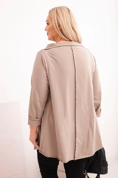 Bluzka damska bawełniana Plus Size asymetryczna z podwijanym rękawem fango