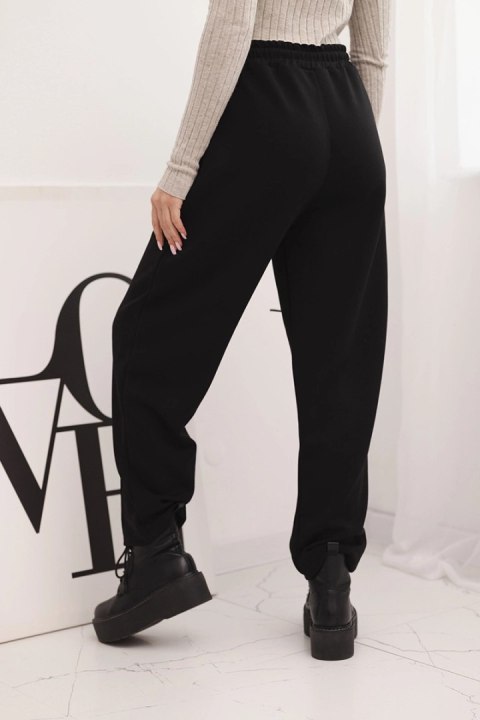 Eleganckie damskie spodnie z wysokim stanem i wiązaniem w pasie czarne