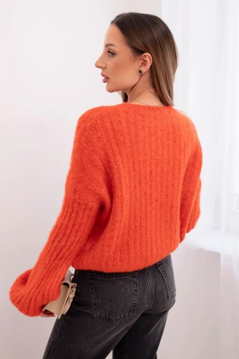 Sweter damski z moheru z bufiastymi rękawami dynia