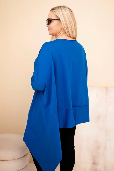 Tunika damska Plus Size z bawełny z asymetrycznym dołem chabrowa