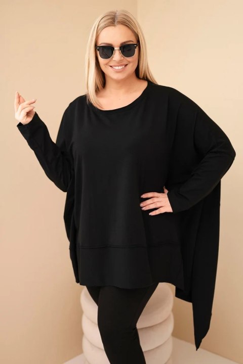 Tunika damska Plus Size z bawełny z asymetrycznym dołem czarna