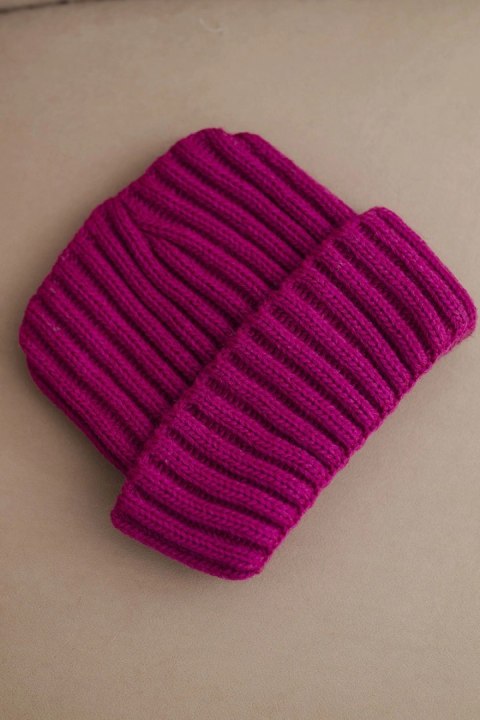 Czapka z wywinięciem Magda K293 ciemno fioletowa