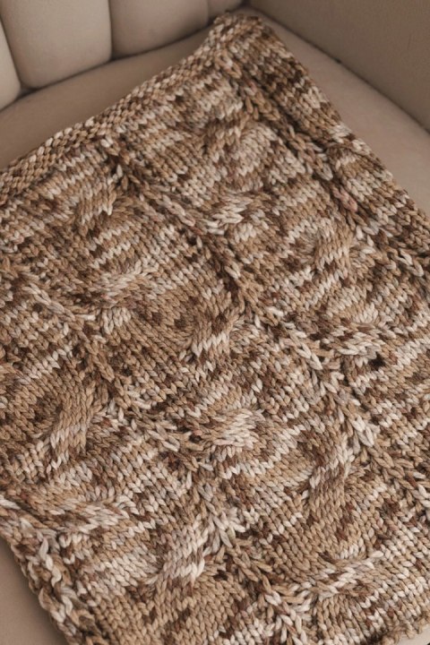 Komin damski wełniany miękki melanżowy szalik zimowy KN25 camelowy