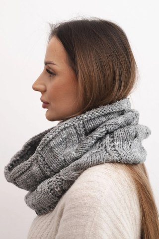 Komin damski wełniany miękki melanżowy szalik zimowy KN25 ciemno szary