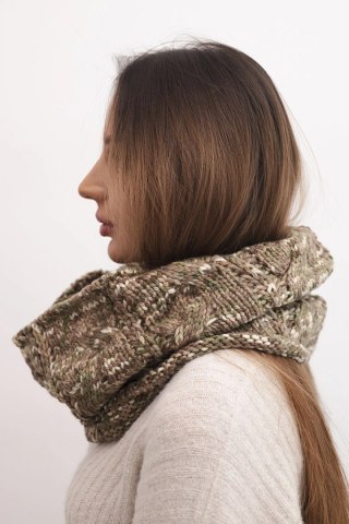 Komin damski wełniany miękki melanżowy szalik zimowy KN25 khaki+fango