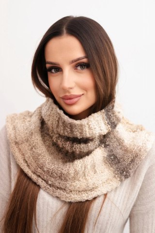 Komin damski wełniany miękki otulacz golf zimowy KN21 beżowy