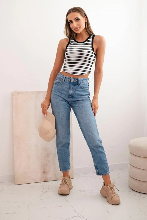 Bluzka damska bawełniana prążkowana w paski bez rękawów czarna