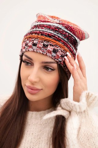 Czapka z polarem Krystyna K207 czerwony+czarny