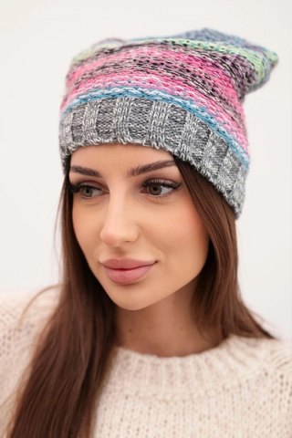 Czapka z polarem Krystyna K207 fioletowy+różowy