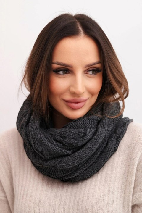 Komin damski wełniany pleciony miękki i ciepły KN23 grafitowy