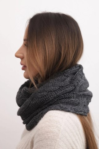 Komin damski wełniany pleciony miękki i ciepły KN23 grafitowy