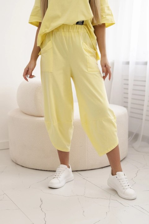 Komplet bawełniany bluzka + spodnie cytrynowy