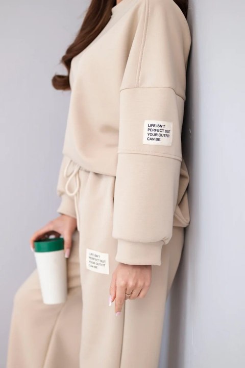 Komplet damski masełko bluza + spodnie beżowy