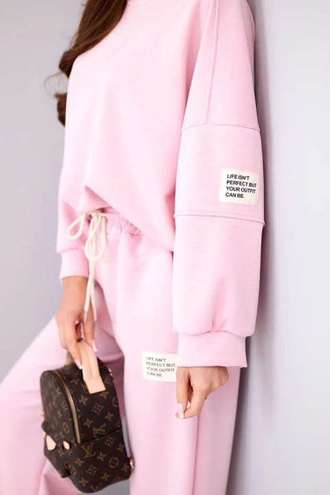 Komplet damski masełko bluza + spodnie jasno różowy