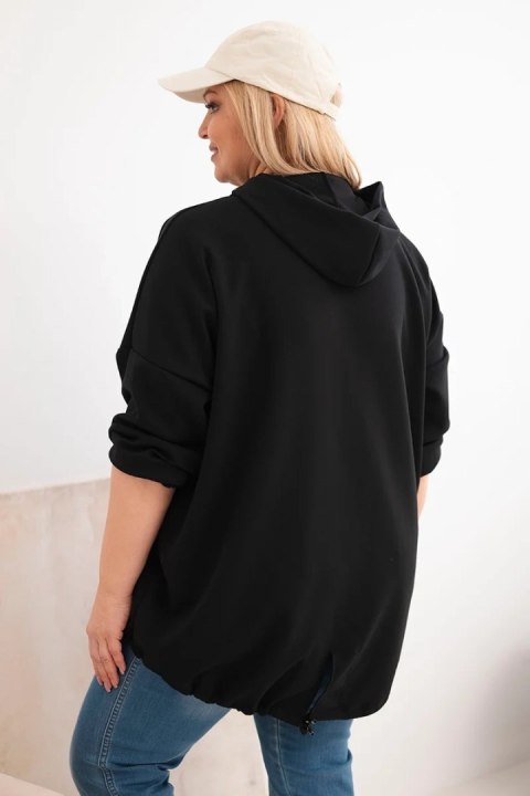 Bluza damska Plus Size z kapturem i nadrukiem czarna