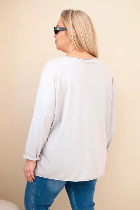 Bluzka damska bawełniana Plus Size z frędzlami beżowa