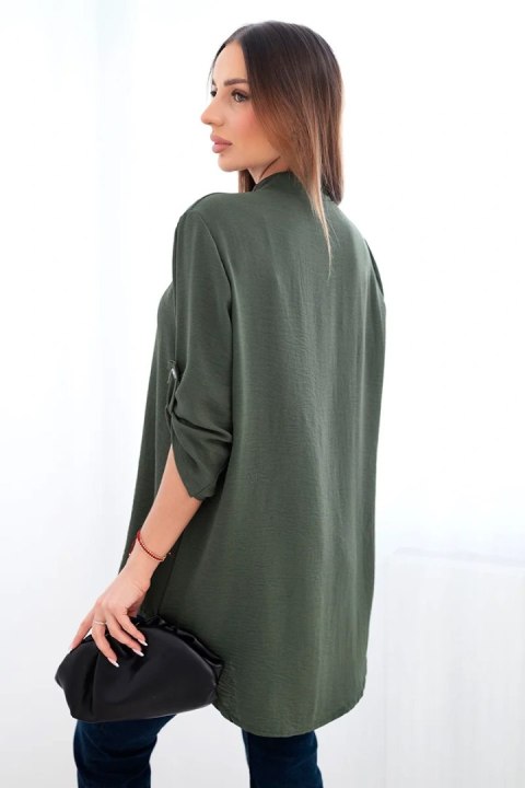 Bluzka z dłuższym tyłem ciemne khaki