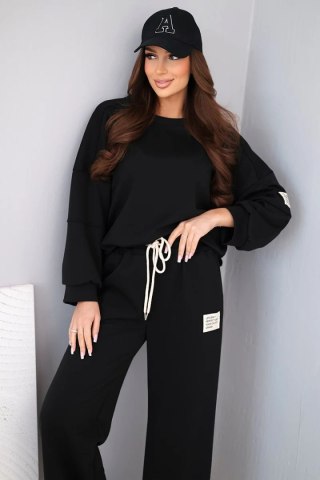 Komplet damski masełko bluza + spodnie czarny
