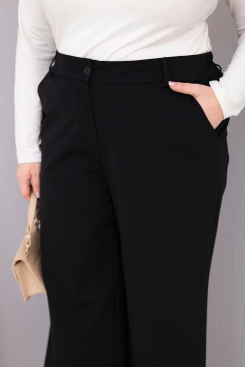 Spodnie damskie Plus Size z szeroką nogawką i wysokim stanem czarne