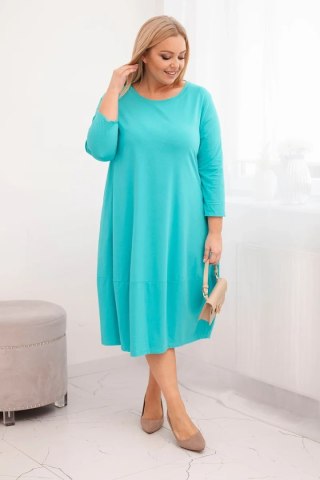 Sukienka damska bawełniana Plus Size z podwijanym rękawem i kieszeniami miętowa