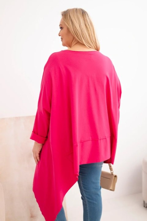 Tunika damska Plus Size z bawełny z asymetrycznym dołem fuksja