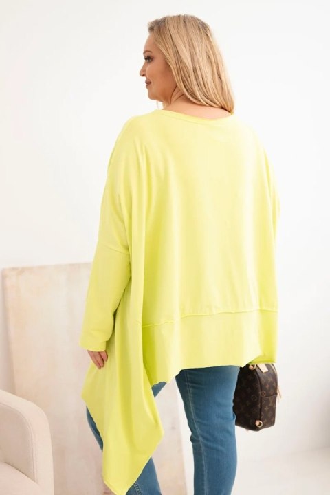 Tunika damska Plus Size z bawełny z asymetrycznym dołem jasno pistacjowa