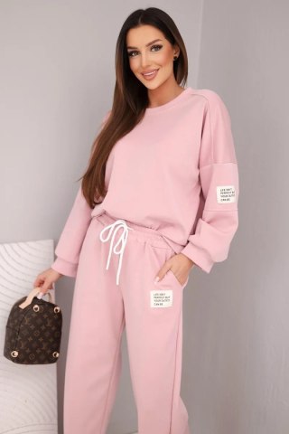 Komplet damski masełko bluza + spodnie ciemny pudrowy róż