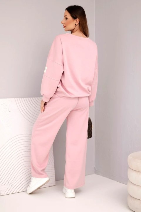 Komplet damski masełko bluza + spodnie ciemny pudrowy róż